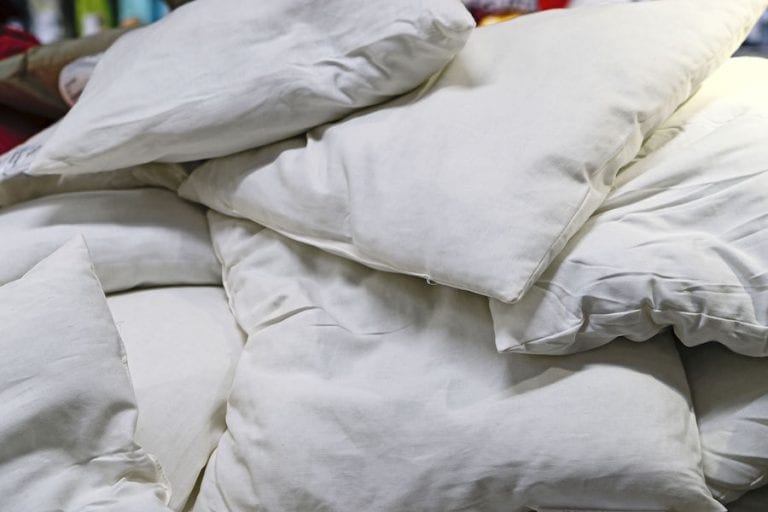 Pile of old feather pillows