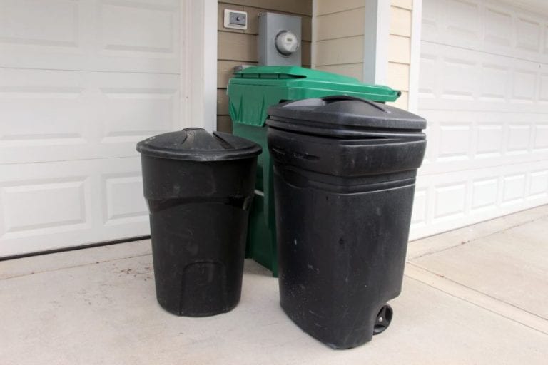 Garbage Cans Outside of Garage