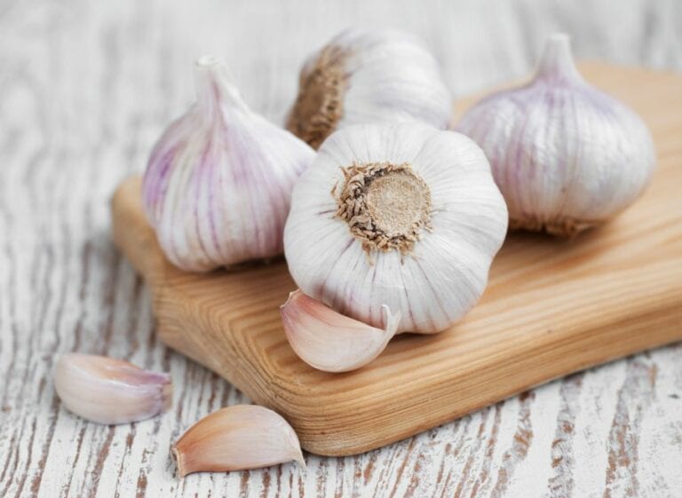 Garlic on Cutting Board