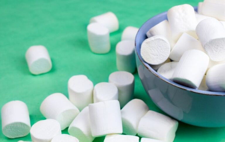 Marshmallows in Blue Bowl