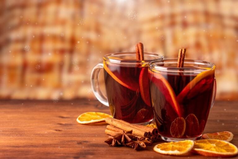 Mulled Wine on Wooden Table