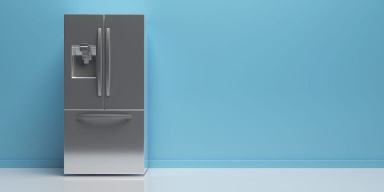 Refrigerator Against Blue Background