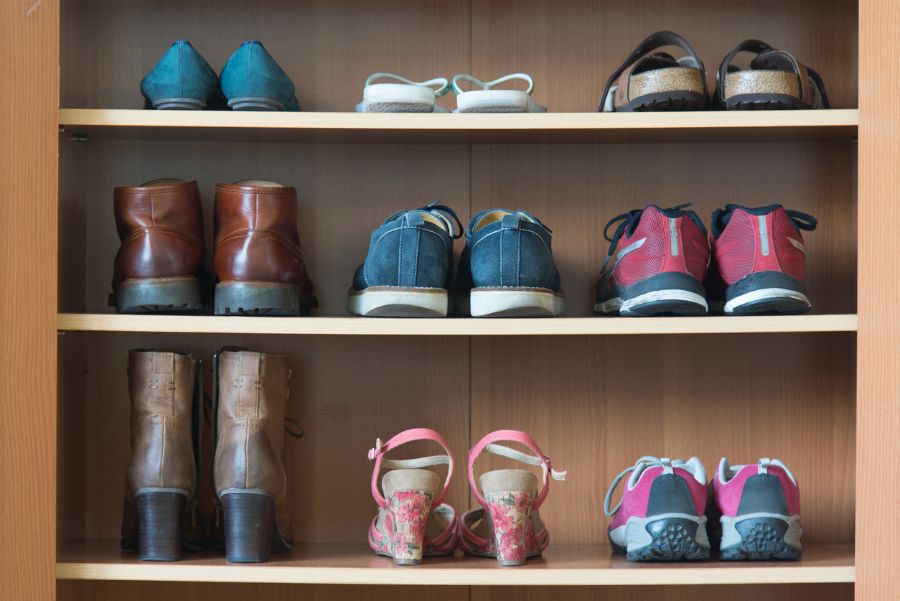 Shoes Put Away on Shelves