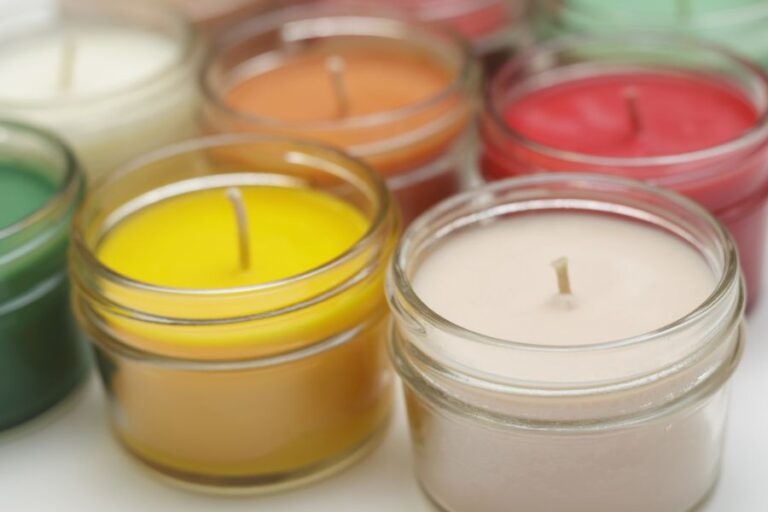 Colorful Soy Candles in Small Jars