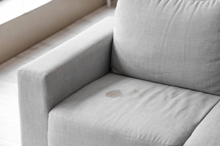 Dirty Stain on a Grey Sofa
