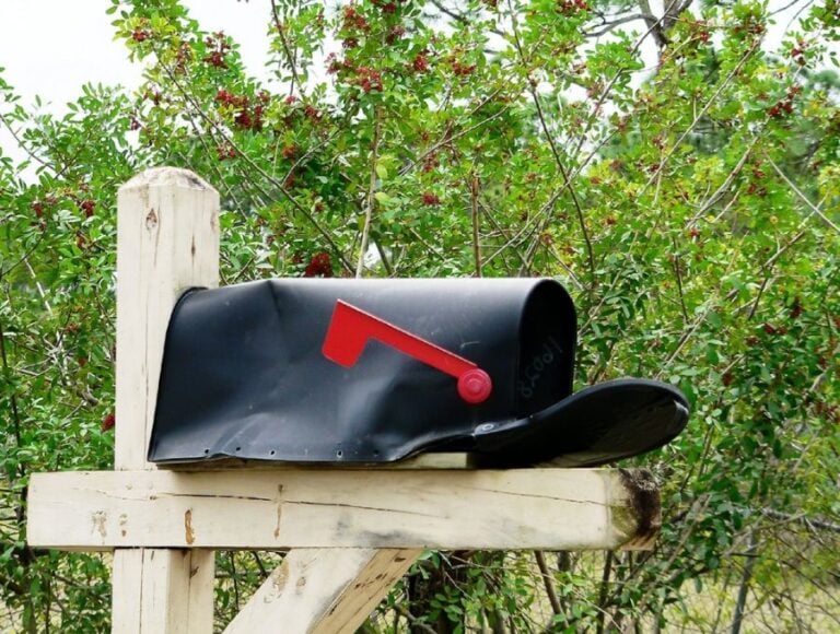 Bent and Broken Mailbox That Has Been Vandalized