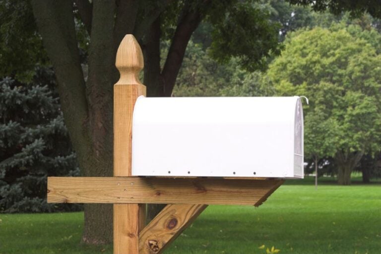 Newly Installed White Mailbox in a Residential Neighborhood