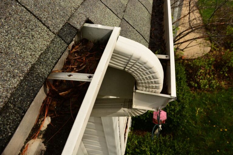 Rain Gutters and Downspouts Clogged With Leaves