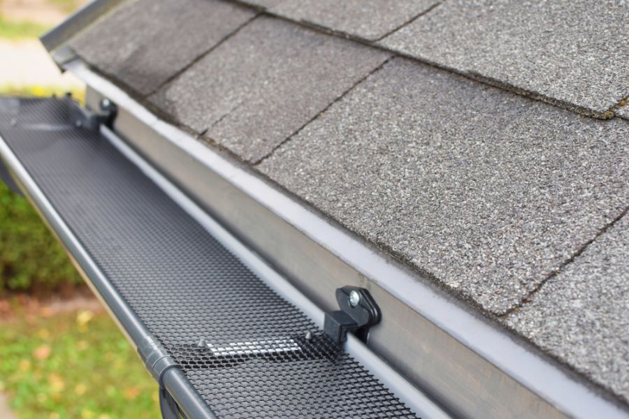 Plastic Mesh Gutter Cover Over New Gutter