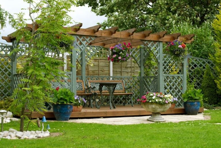Decorated Pergola in an English Garden