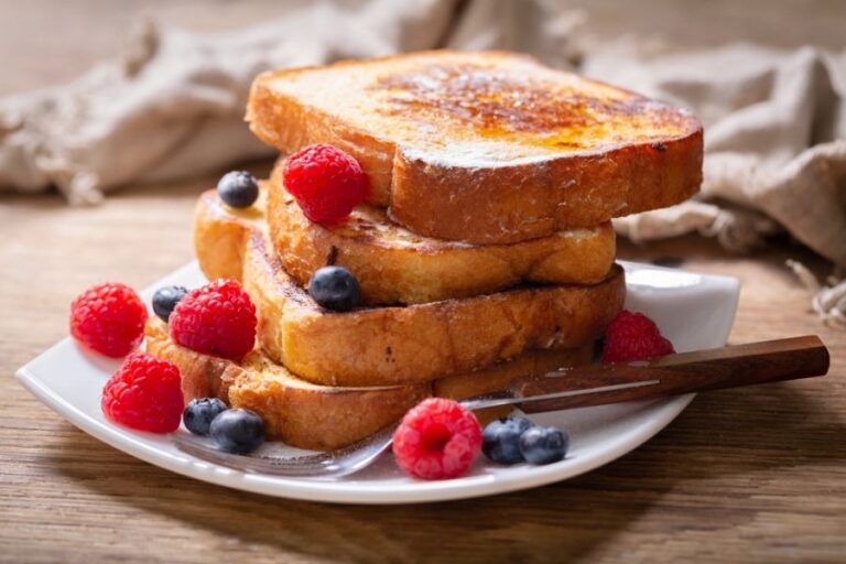 Plate of Fresh French Toast With Berries