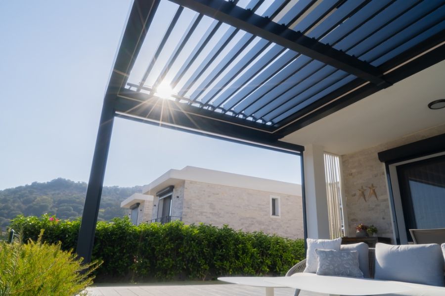 Beautiful Pergola With Roof Louvers