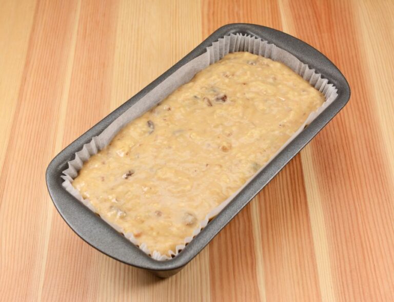 Banana Bread Batter in a Loaf Pan Ready to Be Baked