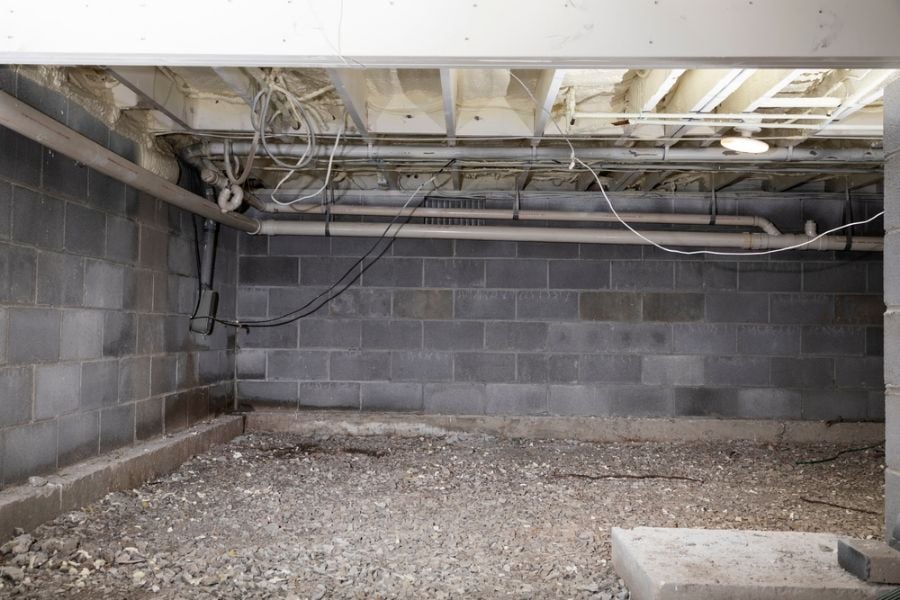 Crawl Space With Cinder Block Walls and Gravel Floors