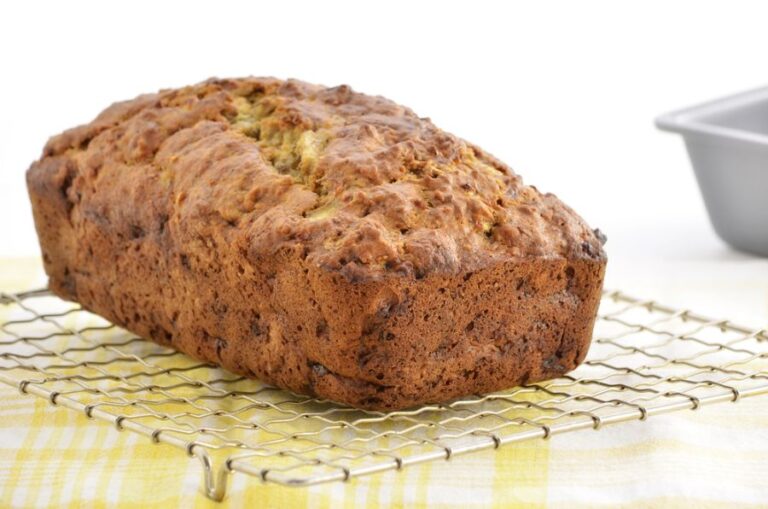 Fresh Baked Banana Bread Cooling on a Rack