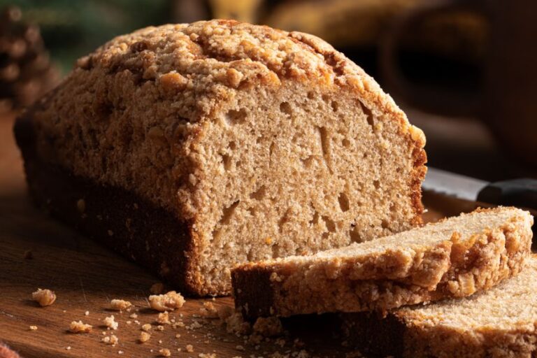 Fresh Sliced Banana Bread That Has Crumbled
