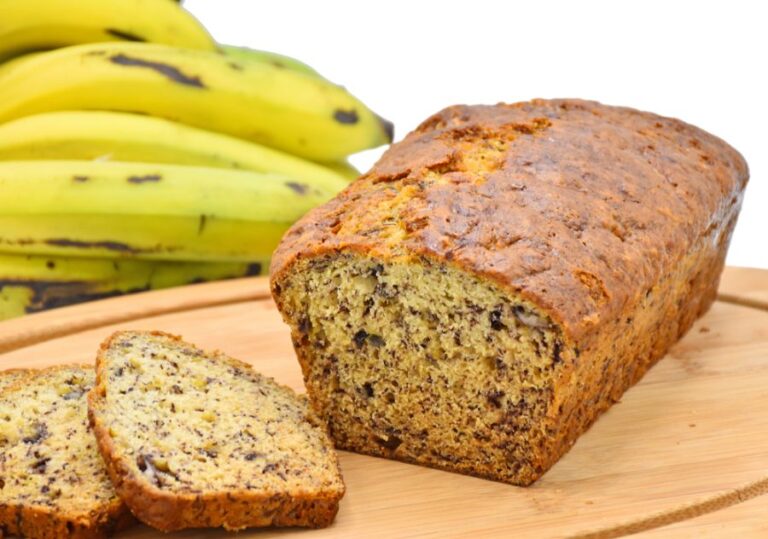 Sliced Banana Bread That Looks Slightly Dry in Texture