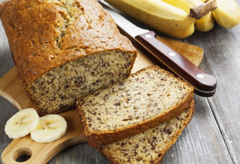 Sliced Banana Bread With Dark Lines