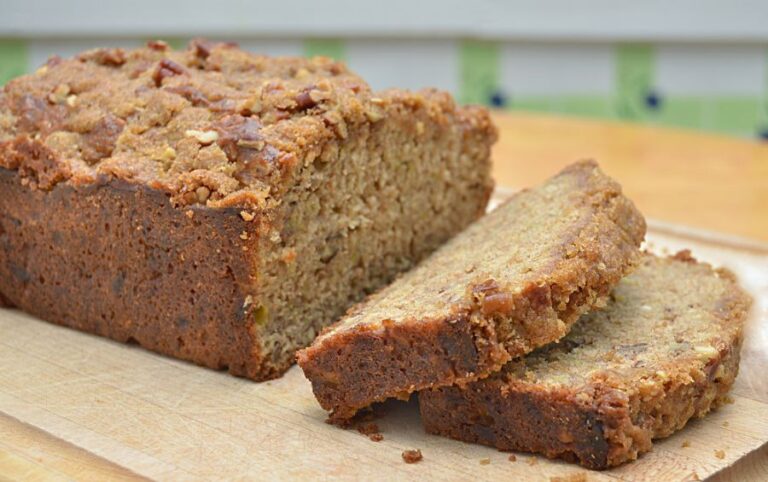 Sliced Banana Bread on a Cutting Board