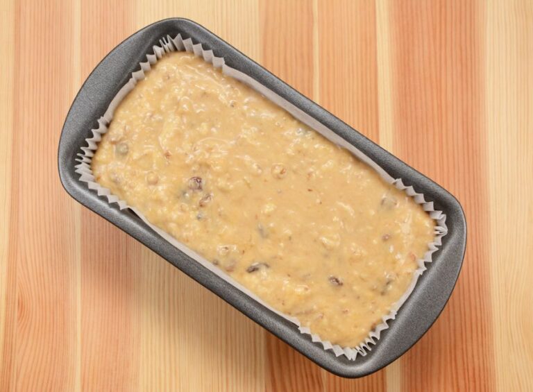 Banana Bread Batter in a Loaf Pan