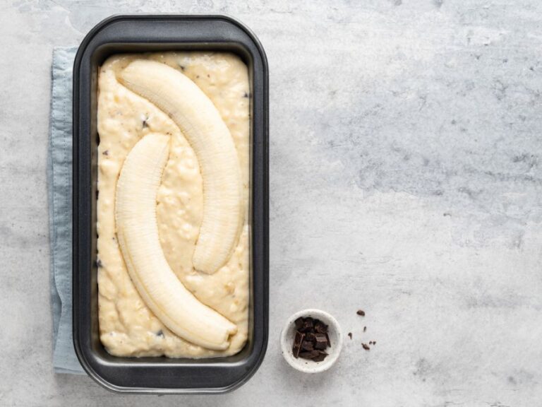 Banana Bread Batter in a Pan Ready to Go Into the Oven