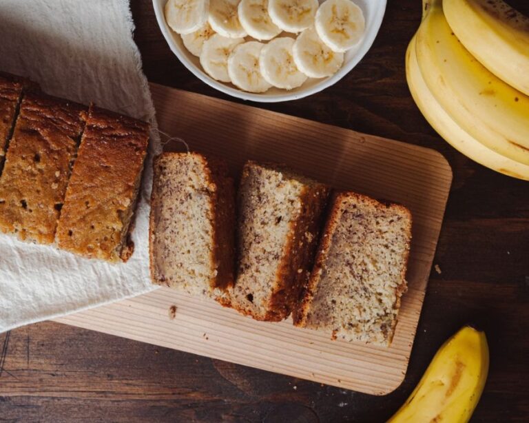 Healthy Homemade Banana Bread Cut Into Slices