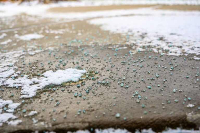 Salt on a Sidewalk to Prevent Slipping
